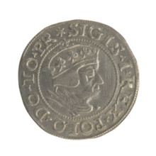 Gdansk grosz, Sigismund I the Old (King of Poland; 1506–1548). Polish coin, Jagiellon dynasty.