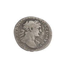 Denarius, Trajan (53–117; Roman emperor 98–117). Obverse: head of Trajan facing right,