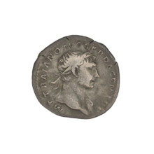 Denarius, Trajan (53–117; Roman emperor 98–117). Obverse: head of Trajan right, laurel-wreathed;