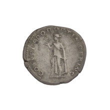 denarius, Trajan (53–117; Roman emperor 98–117), Spes (personification), laurel wreaths, flowers,