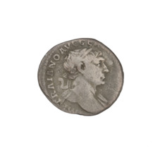 Denarius, Trajan (53–117; Roman emperor 98–117). Obverse: head of Trajan facing right, decorated