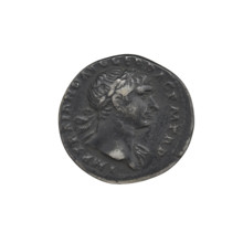 Denarius, Trajan (53–117; Roman emperor 98–117). Obverse: head of Trajan right, laurel-wreathed;