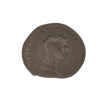 Denarius of Trajan (53–117; Roman emperor 98–117). Obverse: head of Trajan in laurel wreath facing