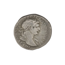 Denarius, Trajan (53–117; Roman emperor 98–117). Obverse: head of Trajan in laurel wreath facing