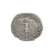 Denarius, Trajan (53–117; Roman emperor 98–117). Obverse: head of Trajan in laurel wreath facing