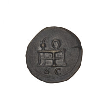 Quarter (coin) of Trajan (53–117; Roman emperor 98–117). Obverse: head of Trajan right in a laurel