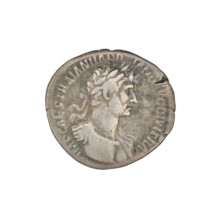 Denarius, Hadrian (76–138; Roman emperor 117–138). Obverse: bust of Hadrian right, laurel wreath in