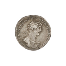 Denarius, Hadrian (76–138; Roman emperor 117–138). Obverse: bust of Hadrian right, laurel wreath in