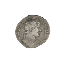 Denarius of Hadrian (76–138; Roman emperor 117–138). Obverse: bust of Hadrian right, laurel wreath
