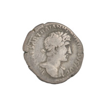 Denarius, Hadrian (76–138; Roman emperor 117–138). Obverse: bust of Hadrian right, laurel wreath in