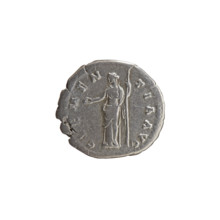 Denarius of Antoninus Pius (86–161; Roman emperor 138–161), c. 140–144. Obverse: Head of Antoninus