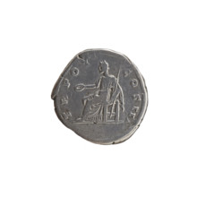 Denarius of Antoninus Pius (86–161; Roman Emperor 138–161). Obverse: Head of Antoninus Pius in