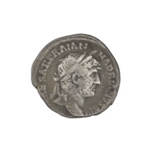 Denarius, Hadrian (76–138; Roman emperor 117–138). Obverse: bust of Hadrian right, laurel wreath in