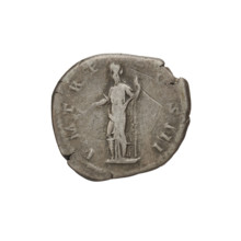 Denarius of Hadrian (76–138; Roman emperor 117–138). Obverse: bust of Hadrian facing right,