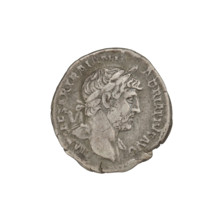 Denarius, Hadrian (76–138; Roman emperor 117–138). Obverse: bust of Hadrian right, laurel wreath in