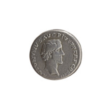 Denarius of Antoninus Pius (86–161; Roman emperor 138–161), c. 140–144. Obverse: Head of Antoninus