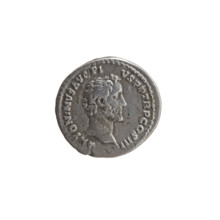 Denarius of Antoninus Pius (86–161; Roman emperor 138–161). Obverse: Head of Antoninus Pius bare,