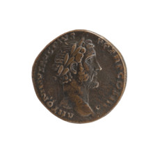 Sestertius, Antoninus Pius (86–161; Roman emperor 138–161), issuer. Obverse: head of the emperor in