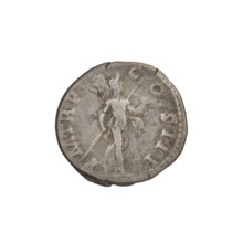 Denarius of Hadrian (AD 119–122). Obverse: Laureate bust of Hadrian facing right; rim inscription