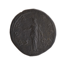 Sestertius, Antoninus Pius (86–161; Roman emperor 138–161) — obverse: head of the emperor in a