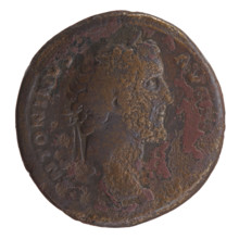 Sestertius, Antoninus Pius (86–161; Roman emperor 138–161), issuer; obverse: head of the emperor in