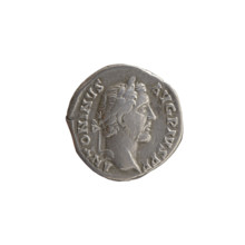 Denarius of Antoninus Pius (reigned 138–161). Obverse: head of Antoninus Pius in a laurel wreath