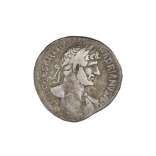 Denarius of Hadrian (76–138; Roman emperor 117–138). Obverse: bust of Hadrian with laurel wreath