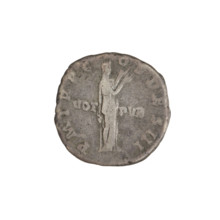 Denarius of Hadrian (76–138; Roman emperor 117–138). Obverse: bust of Hadrian with laurel wreath