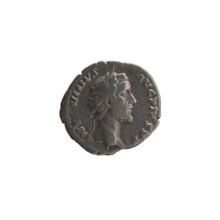 Denarius of Antoninus Pius (86–161; Roman emperor 138–161), obverse: head of the emperor with a
