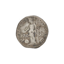 Denarius of Hadrian (reign 117–138). Obverse: bust of Hadrian with laurel wreath facing right; rim