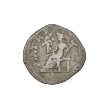 Denarius of Hadrian (76–138; Roman emperor 117–138). Obverse: Bust of Hadrian with laurel wreath