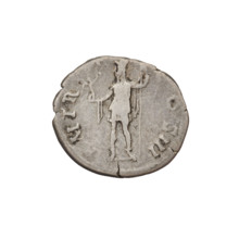 Denarius of Hadrian (76–138; Roman emperor 117–138). Obverse: Bust of Hadrian with laurel wreath