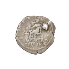 Denarius of Hadrian (76–138; Roman emperor 117–138). Obverse: Bust of Hadrian with laurel wreath