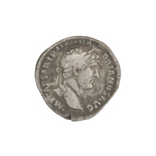 Denarius of Hadrian (76–138; Roman emperor 117–138). Obverse: Bust of Hadrian with laurel wreath