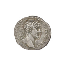Denarius of Hadrian (76–138; Roman emperor 117–138). Obverse: Bust of Hadrian with laurel wreath