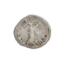 Denarius of Hadrian (76–138; Roman emperor 117–138). Obverse: Bust of Hadrian with laurel wreath