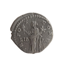 Denarius of Antoninus Pius (86–161; Roman emperor 138–161). Obverse: head of Antoninus Pius in a