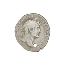 Denarius of Hadrian (76–138 CE), struck 119–122 CE. Obverse: laureate bust of Hadrian facing right;