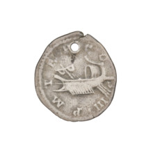 Denarius of Hadrian (76–138; Roman emperor 117–138). Obverse: bust of Hadrian with laurel wreath