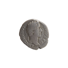 Denarius of Antoninus Pius (86–161; Roman emperor 138–161). Obverse: head of Antoninus Pius in a