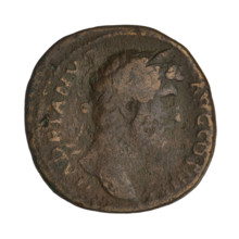 Sestertius, Hadrian (76–138; Roman emperor 117–138). Obverse: Bust of Hadrian with laurel wreath