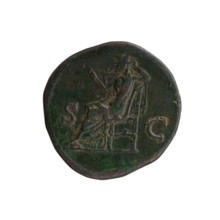Sestertius of Antoninus Pius (86–161; Roman emperor 138–161). Obverse: head of Antoninus Pius with
