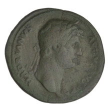 Sestertius, Hadrian (76–138; Roman emperor 117–138). Obverse: bust of Hadrian facing right in