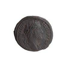 Antoninus Pius (86–161; Roman Emperor 138–161) — iconography: head of the emperor with a laurel