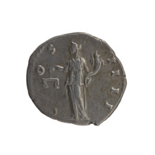Denarius of Antoninus Pius (reigned 138–161), 148–149. Obverse: Head of Antoninus Pius in a laurel