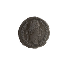 Denarius of Antoninus Pius (86–161; Roman emperor 138–161). Obverse: Head of Antoninus Pius in a