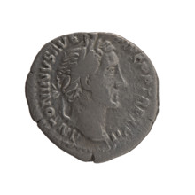 Denarius of Antoninus Pius (86–161; Roman emperor 138–161). Obverse: Head of Antoninus Pius in a