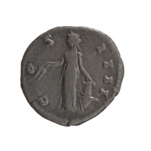 Denarius of Antoninus Pius (86–161; Roman emperor 138–161). Obverse: Head of Antoninus Pius in a