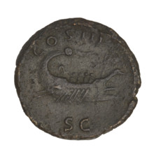 Hadrian (76–138; Roman emperor 117–138). Obverse: Bust of Hadrian with laurel wreath facing right;