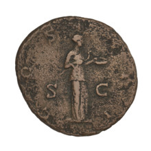 Hadrian (76–138; Roman emperor 117–138). Coin, 119–138 CE, Rome. Obverse: Bust of Hadrian with